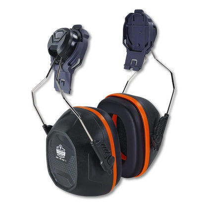 Skullerz 8880 NRR 26dB Hard Hat Mounted Earmuffs, Cap-Style Front Brim, 26 dB NRR, Black/Red
