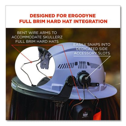 Skullerz 8880 NRR 26dB Hard Hat Mounted Earmuffs, Full Brim, 26 dB NRR, Black/Red