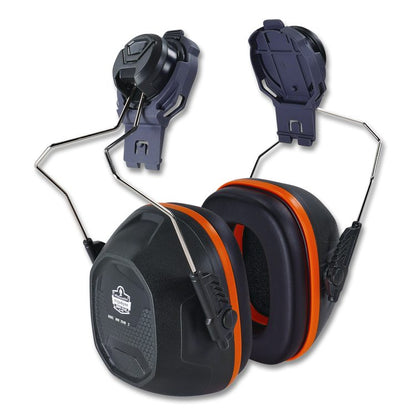 Skullerz 8880 NRR 26dB Hard Hat Mounted Earmuffs, Full Brim, 26 dB NRR, Black/Red