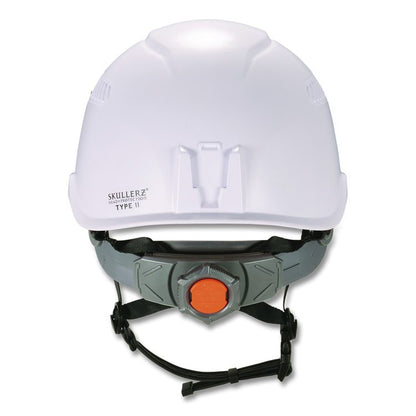 Skullerz 8977 Class C Safety Helmet with Adjustable Venting, Brimless, 6-Point Ratchet, One Size Fits Most (6.5 to 8), White