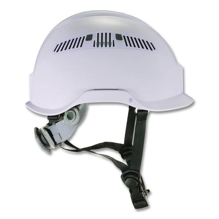 Skullerz 8977 Class C Safety Helmet with Adjustable Venting, Brimless, 6-Point Ratchet, One Size Fits Most (6.5 to 8), White