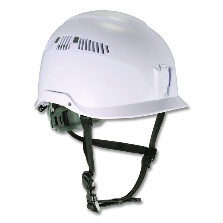Skullerz 8977 Class C Safety Helmet with Adjustable Venting, Brimless, 6-Point Ratchet, One Size Fits Most (6.5 to 8), White