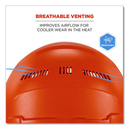 Skullerz 8966 Class C Lightweight Cap-Style Hard Hat with Adjustable Venting, 6-Point Ratchet, One Size Fits Most, Orange