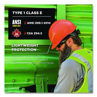 Skullerz 8967 Class E Lightweight Cap-Style Hard Hat, 6-Point Standard Ratchet, One Size Fits Most (6.5 to 8.25), Orange