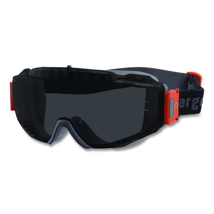 Skullerz MODI OTG Anti-Scratch and Enhanced Anti-Fog Safety Goggles with Elastic Strap, Smoke Lens, Gray/Clear Frame