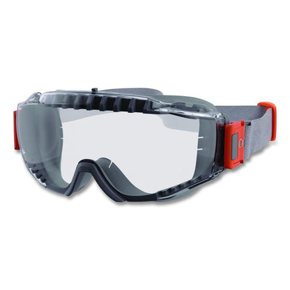 Skullerz MODI OTG Anti-Scratch and Enhanced Anti-Fog Safety Goggles with Neoprene Strap, Clear Lens, Gray/Clear Frame