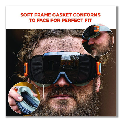 Skullerz MODI OTG Anti-Scratch and Enhanced Anti-Fog Safety Goggles with Neoprene Strap, Smoke Lens, Gray/Clear Frame