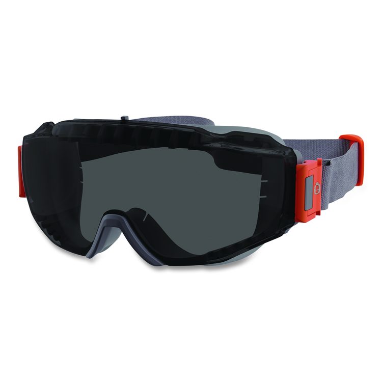 Skullerz MODI OTG Anti-Scratch and Enhanced Anti-Fog Safety Goggles with Neoprene Strap, Smoke Lens, Gray/Clear Frame
