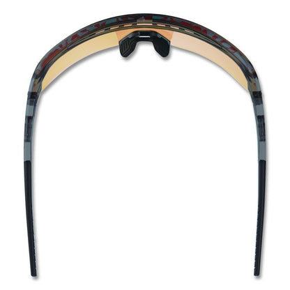 Skullerz AEGIR Safety Glasses, Clear Smoke Half Frame, Mirrored Orange Single Lens