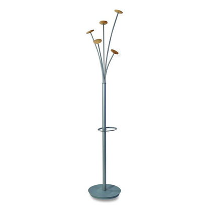Festival Coat Stand with Umbrella Holder, Five Knobs, 13.97 x 14 x 73.62, Gray