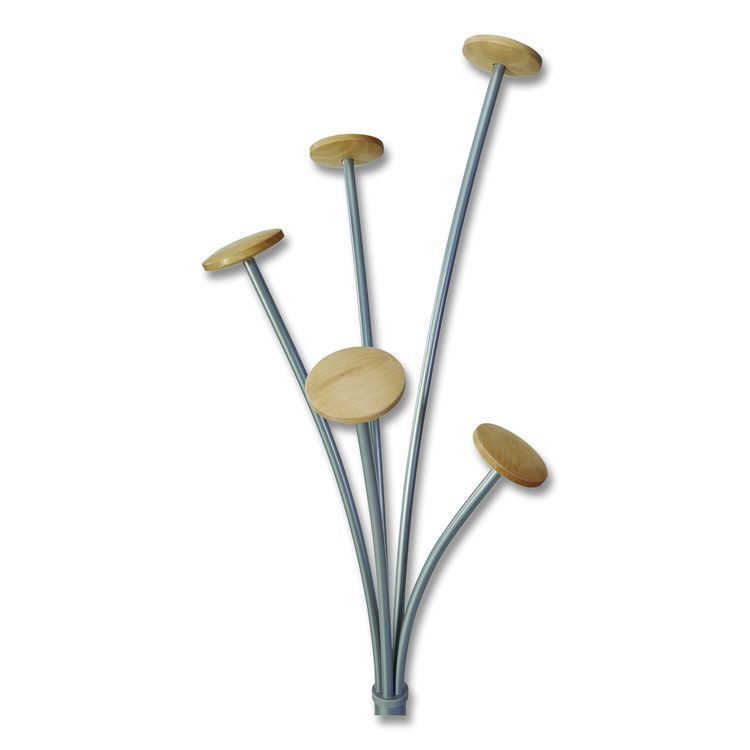Festival Coat Stand with Umbrella Holder, Five Knobs, 13.97 x 14 x 73.62, Gray