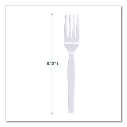 Mediumweight Polystyrene Cutlery, Fork, Plastic, White, 100/Box, 10 Boxes/Carton