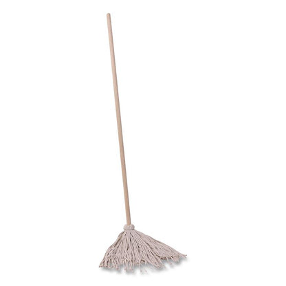 Handle/Deck Mops, #20 White Cotton Head, 54" Natural Wood Handle