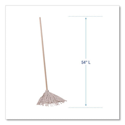 Handle/Deck Mops, #20 White Cotton Head, 54" Natural Wood Handle