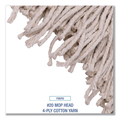 Handle/Deck Mops, #20 White Cotton Head, 54" Natural Wood Handle