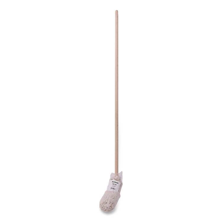 Handle/Deck Mops, #20 White Cotton Head, 54" Natural Wood Handle