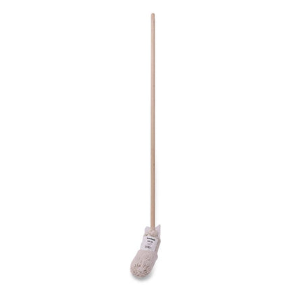 Handle/Deck Mops, #20 White Cotton Head, 54" Natural Wood Handle