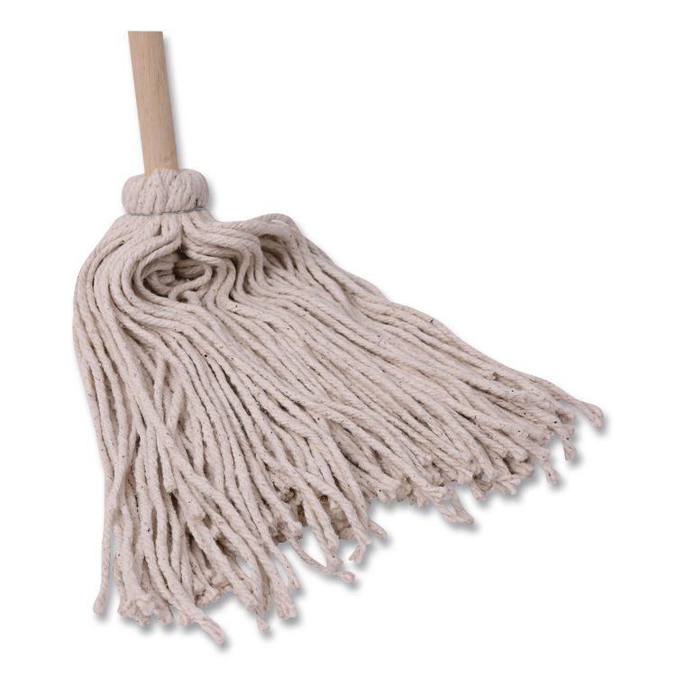Handle/Deck Mops, #20 White Cotton Head, 54" Natural Wood Handle