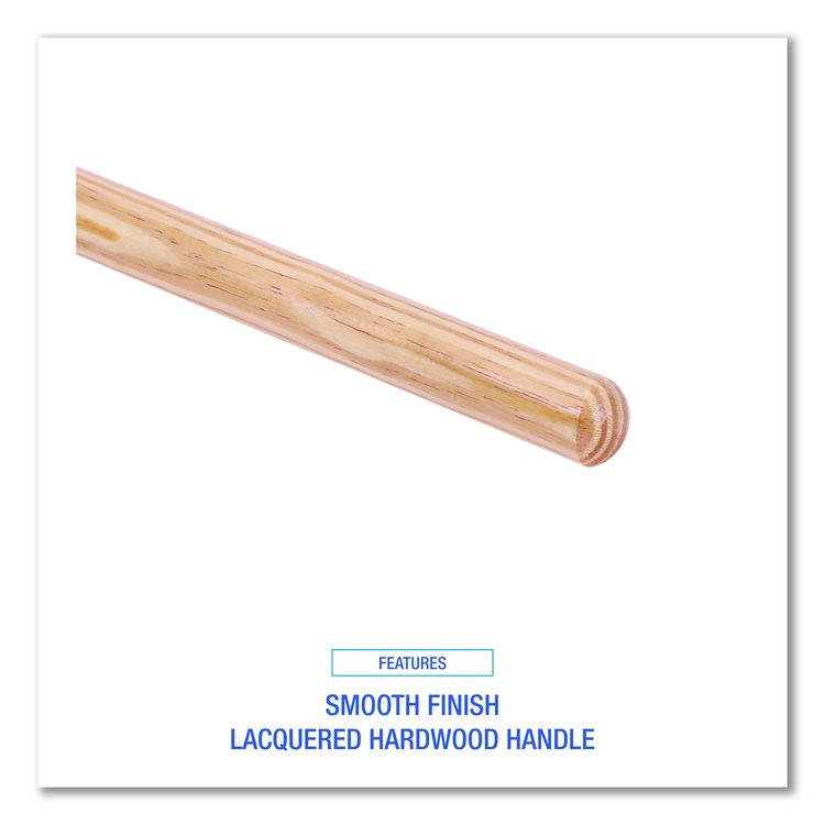 Tapered End Broom Handle, Lacquered Wood, 1.13" dia x 54", Natural