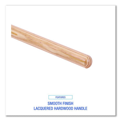 Tapered End Broom Handle, Lacquered Wood, 1.13" dia x 54", Natural