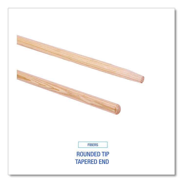 Tapered End Broom Handle, Lacquered Wood, 1.13" dia x 54", Natural