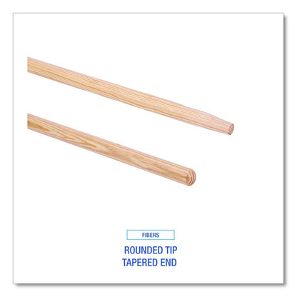Tapered End Broom Handle, Lacquered Wood, 1.13" dia x 54", Natural