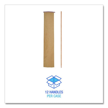 Tapered End Broom Handle, Lacquered Wood, 1.13" dia x 54", Natural