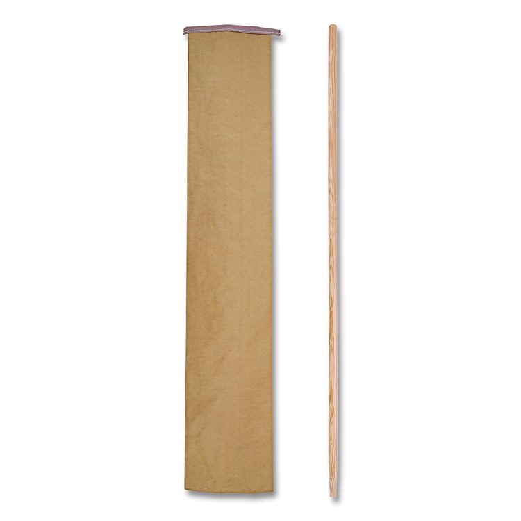 Tapered End Broom Handle, Lacquered Wood, 1.13" dia x 54", Natural