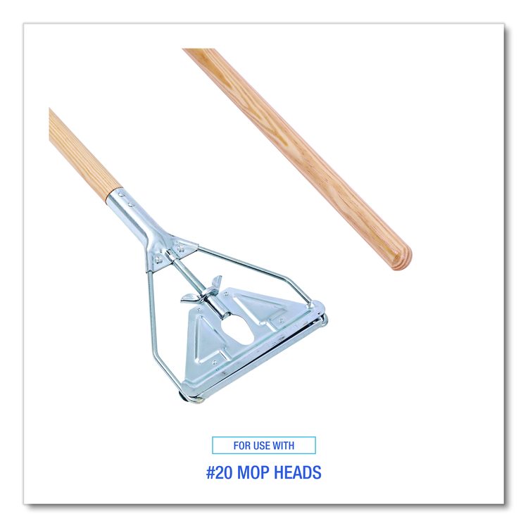 Quick Change Metal Head Mop Handle for No. 20 and Up Heads, 62", Natural