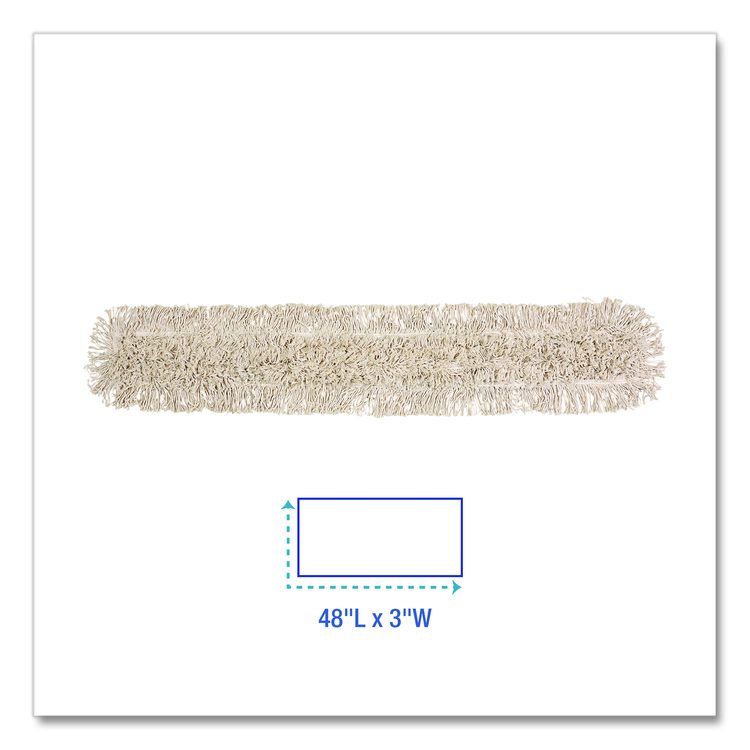 Industrial Dust Mop Head, Cotton, 48 x 3, White