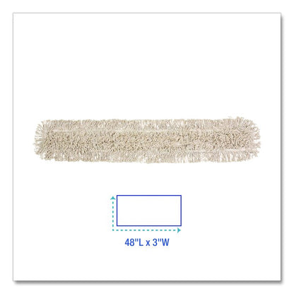 Industrial Dust Mop Head, Cotton, 48 x 3, White