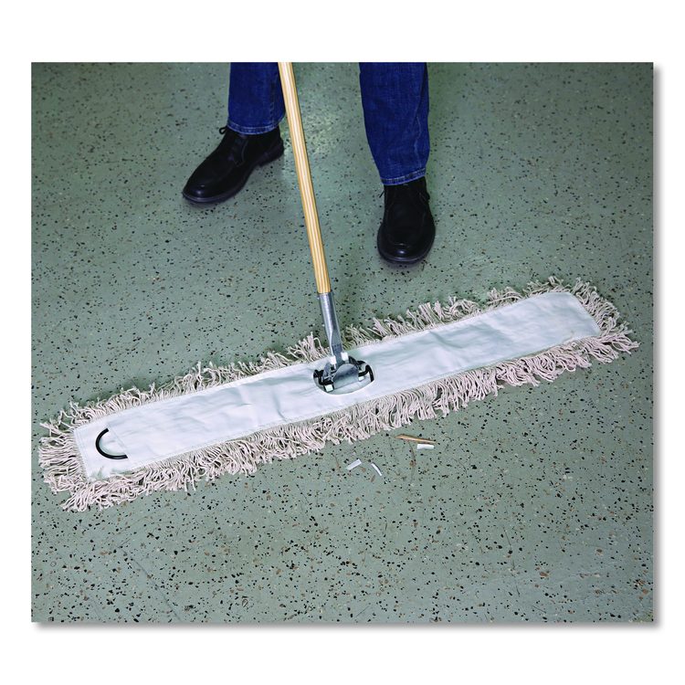 Industrial Dust Mop Head, Cotton, 48 x 3, White