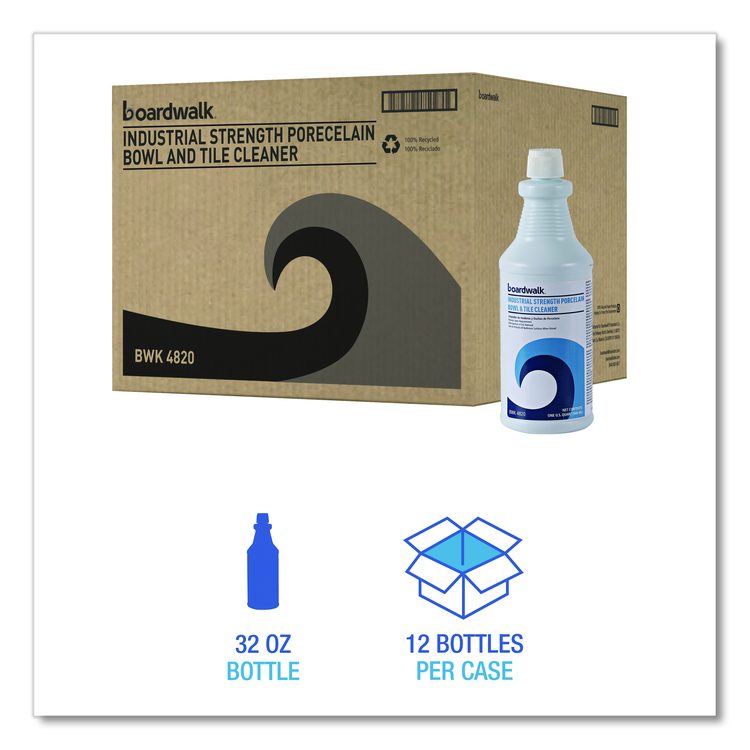 Industrial Strength RTU Porcelain Bowl and Tile Cleaner, 32 oz Bottle, 12/Carton