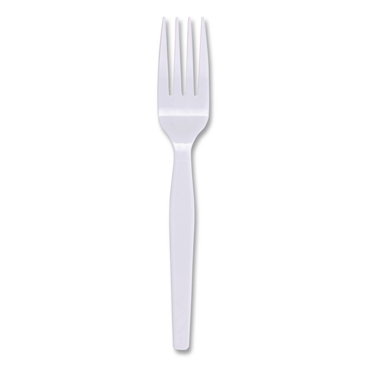 Mediumweight Polystyrene Cutlery, Fork, Plastic, White, 100/Box, 10 Boxes/Carton