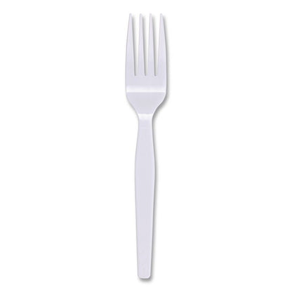 Mediumweight Polystyrene Cutlery, Fork, Plastic, White, 100/Box, 10 Boxes/Carton