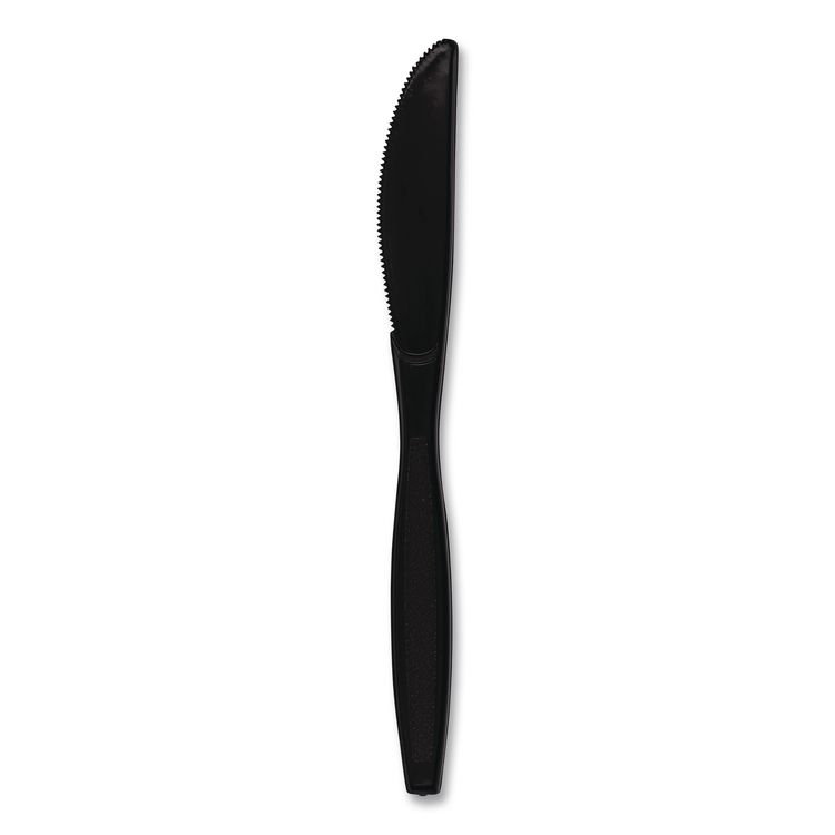 Heavyweight Polypropylene Cutlery, Knife, Plastic, Black, 1,000/Carton