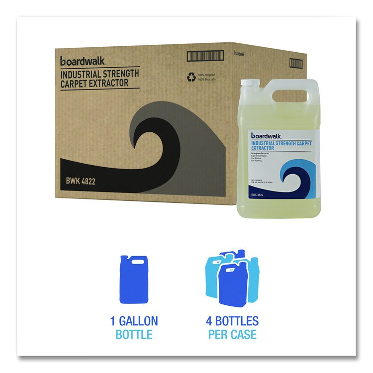 Industrial Strength Carpet Extractor, Clean Scent, 1 gal Bottle, 4/Carton