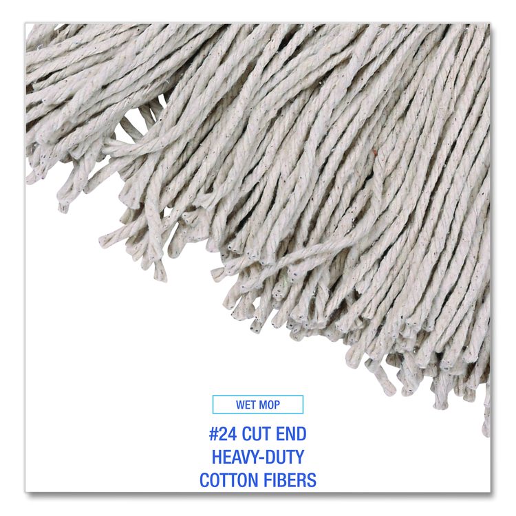 Cotton Cut End Mop Kit, #24 Natural Cotton Head, 60" Yellow Metal/Plastic Handle