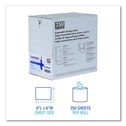 TrapEze Disposable Dusting Sheets, 8" x 125 ft, White, 250 Sheets/Roll