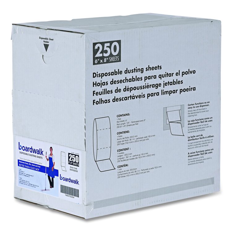 TrapEze Disposable Dusting Sheets, 8" x 125 ft, White, 250 Sheets/Roll