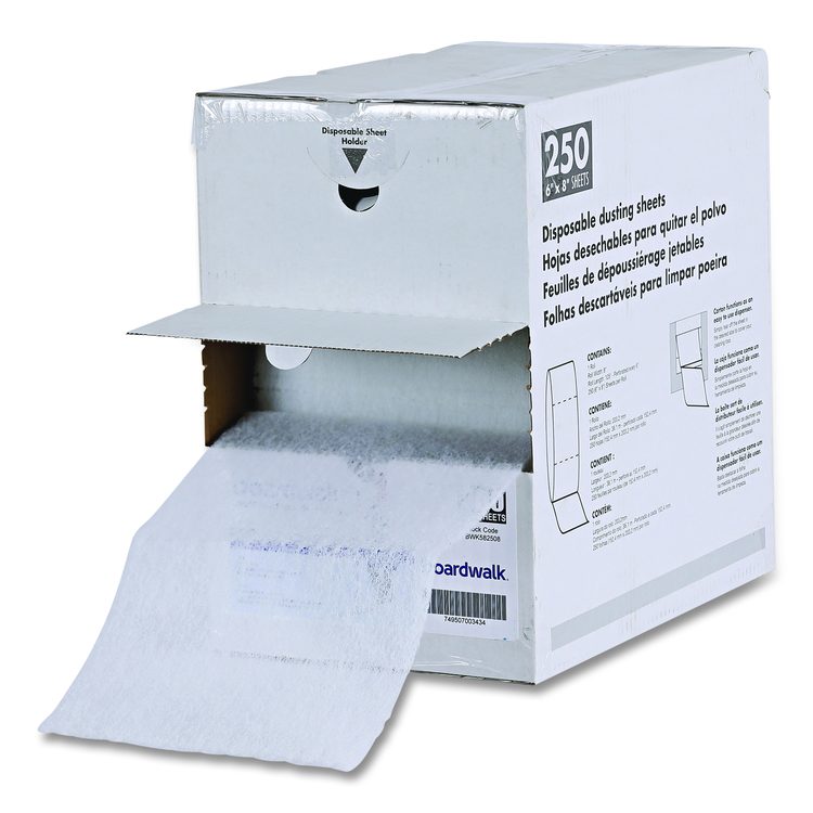 TrapEze Disposable Dusting Sheets, 8" x 125 ft, White, 250 Sheets/Roll