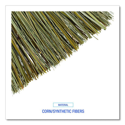 Corn/Fiber Brooms, Corn/Synthetic Fiber Bristles, 36" Overall Length, Gray/Natural, 12/Carton