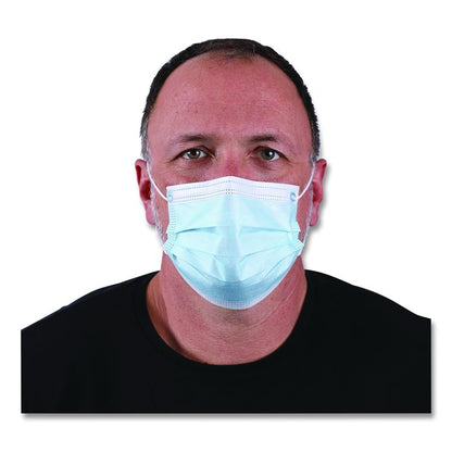 Three-Ply General Use Face Mask, Polypropylene, One Size Fits Most, Blue, 50/Box, 40 Boxes/Carton