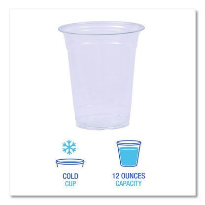 Clear Plastic PET Cups, 12 oz, 50/Sleeve, 20 Sleeves/Carton