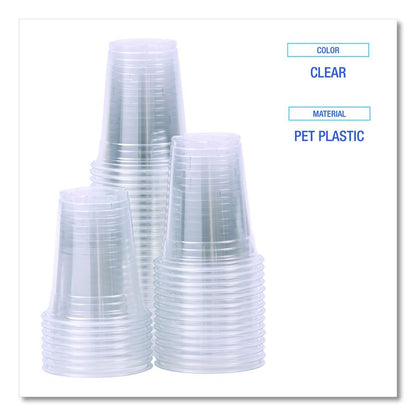 Clear Plastic PET Cups, 12 oz, 50/Sleeve, 20 Sleeves/Carton