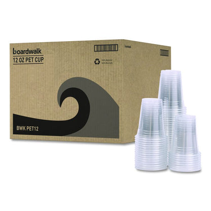 Clear Plastic PET Cups, 12 oz, 50/Sleeve, 20 Sleeves/Carton