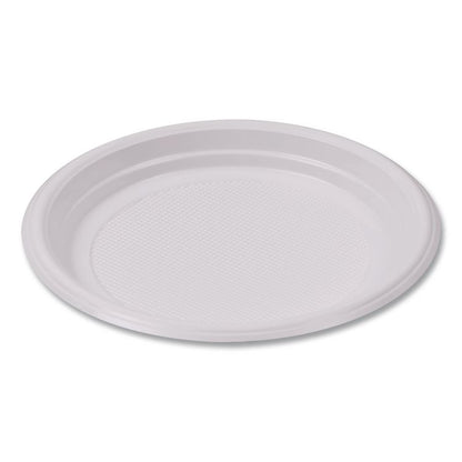 Hi-Impact Plastic Dinnerware, Plate, 9" dia, White, 500/Carton