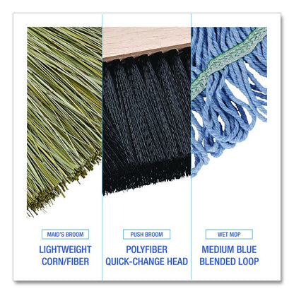 Cleaning Kit, Medium Blue Cotton/Rayon/Synthetic Head, 60" Natural/Yellow Wood/Metal Handle