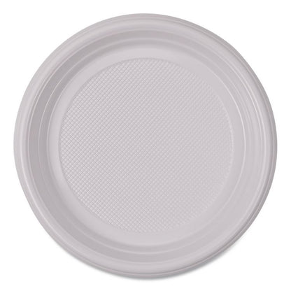 Hi-Impact Plastic Dinnerware, Plate, 9" dia, White, 500/Carton