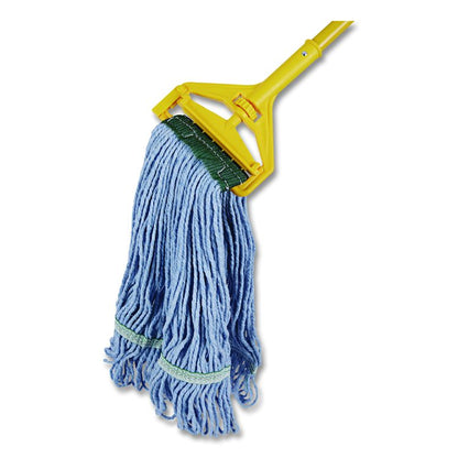 Cleaning Kit, Medium Blue Cotton/Rayon/Synthetic Head, 60" Natural/Yellow Wood/Metal Handle